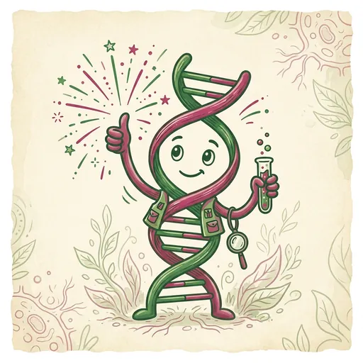 BioForge mascot praising