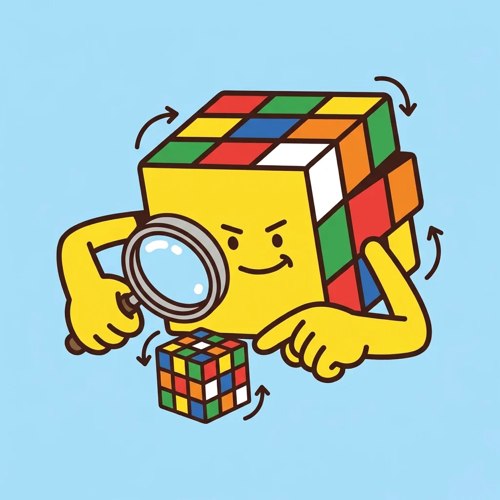 CubeSensei mascot demonstrating