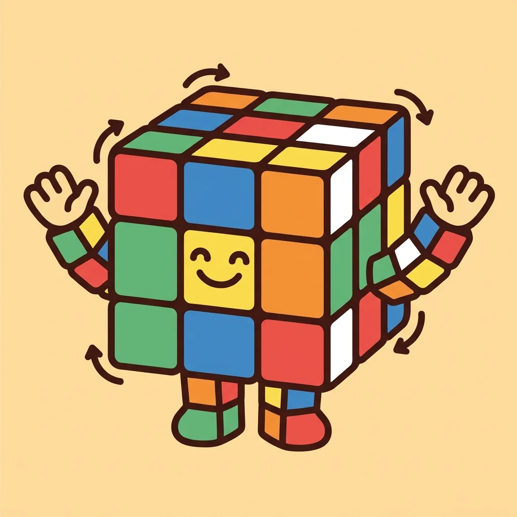 CubeSensei mascot encouraging