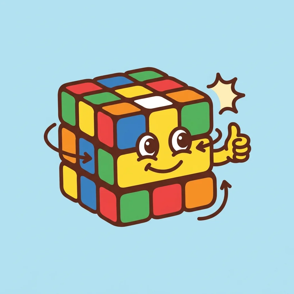 CubeSensei mascot praising