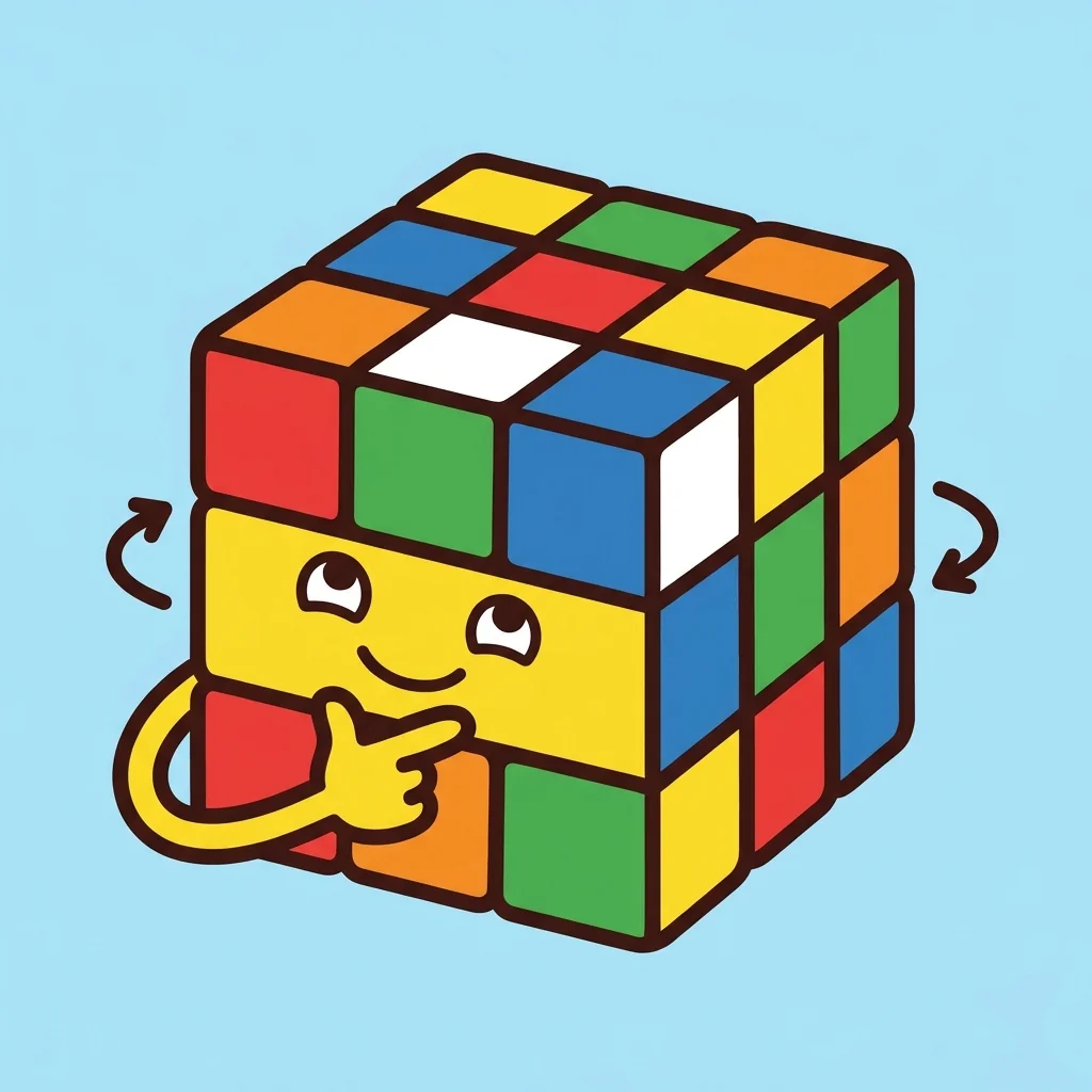 CubeSensei mascot thinking