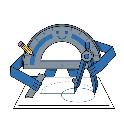 GeometryForge mascot demonstrating