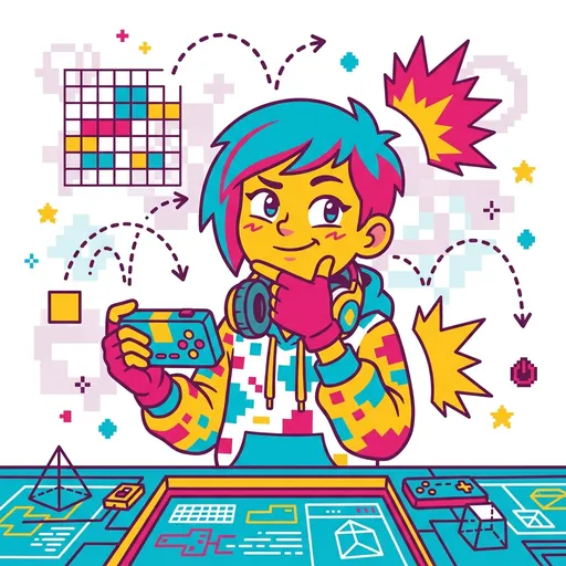 LevelForge mascot thinking