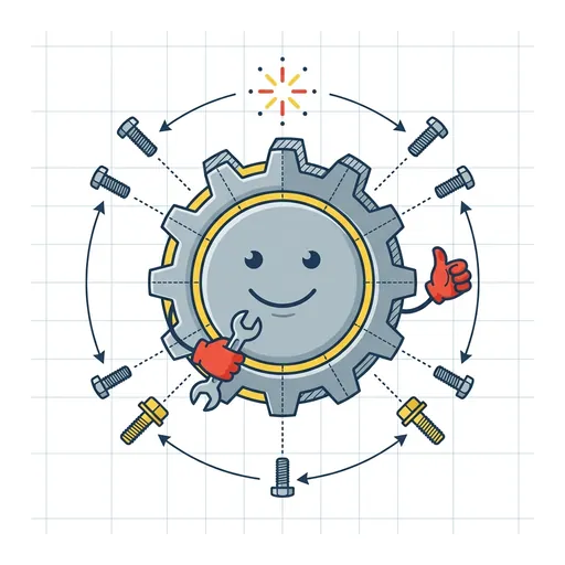 MachineForge mascot praising