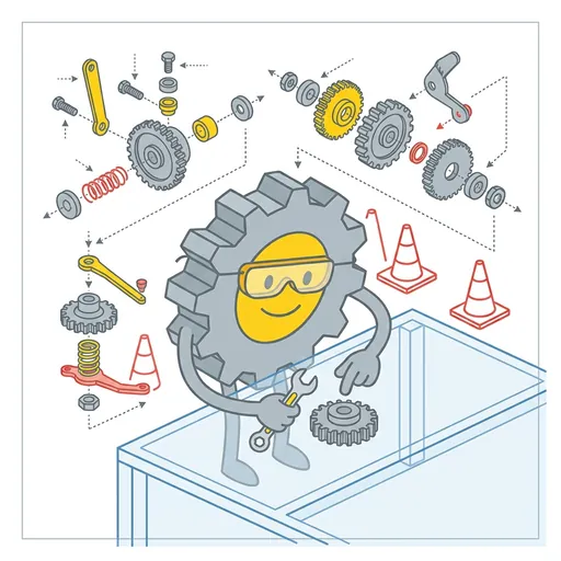 MachineForge mascot working