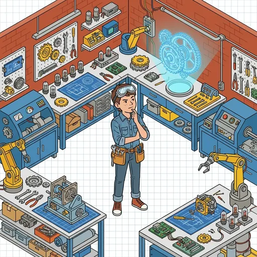 MakerForge mascot thinking