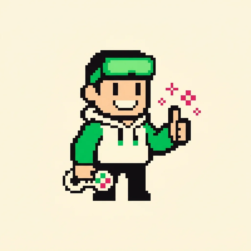 PixelForge mascot praising