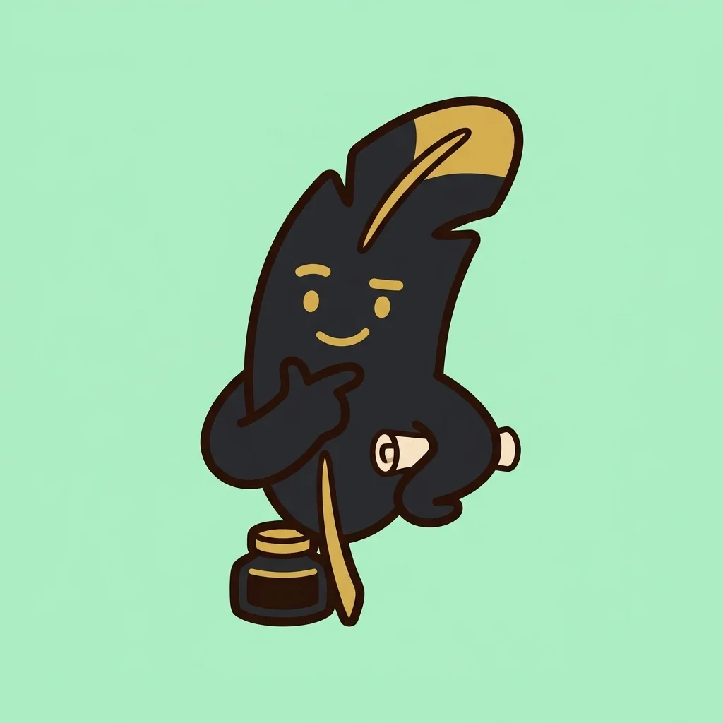 QuillSpell mascot thinking