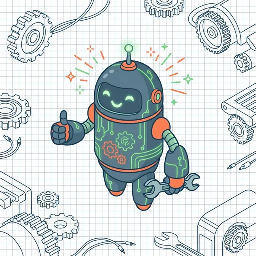 RoboForge mascot praising