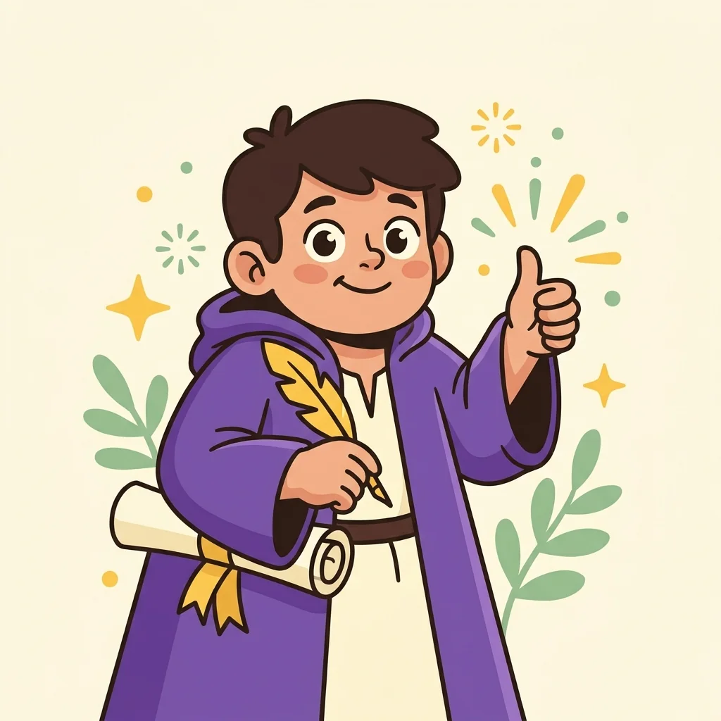 TaleForge mascot praising