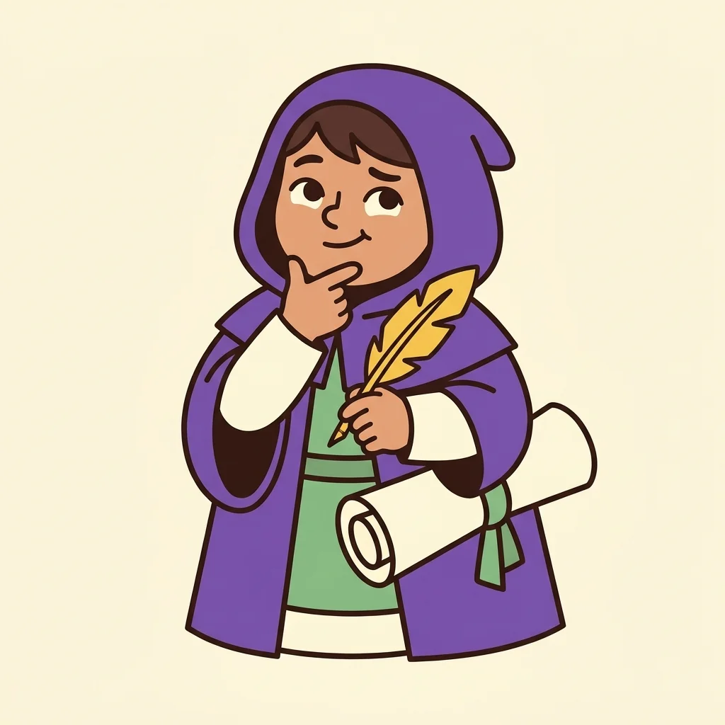 TaleForge mascot thinking