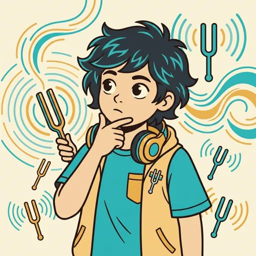WaveForge mascot thinking