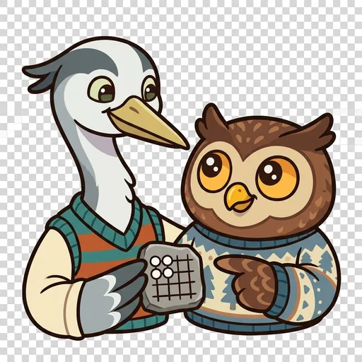 Wide Heron and Two-Eyed Owl portrait