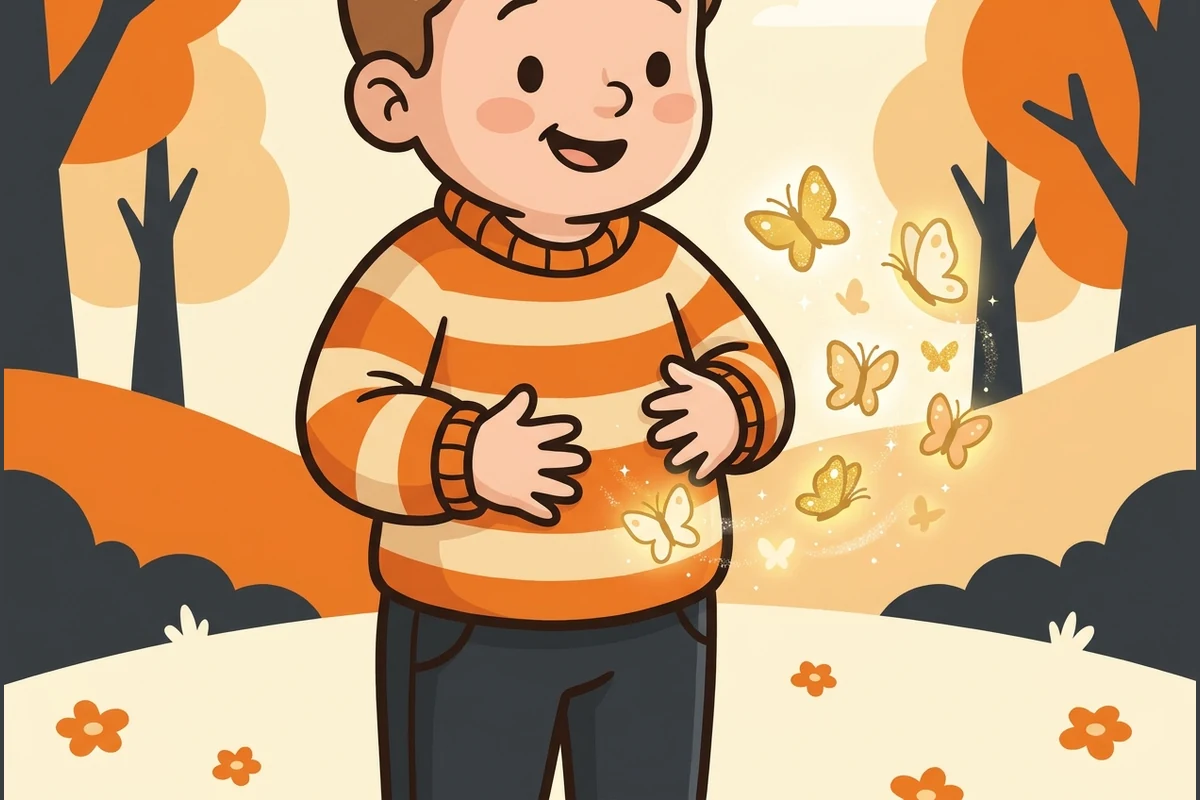 A kid with butterflies fluttering around their middle